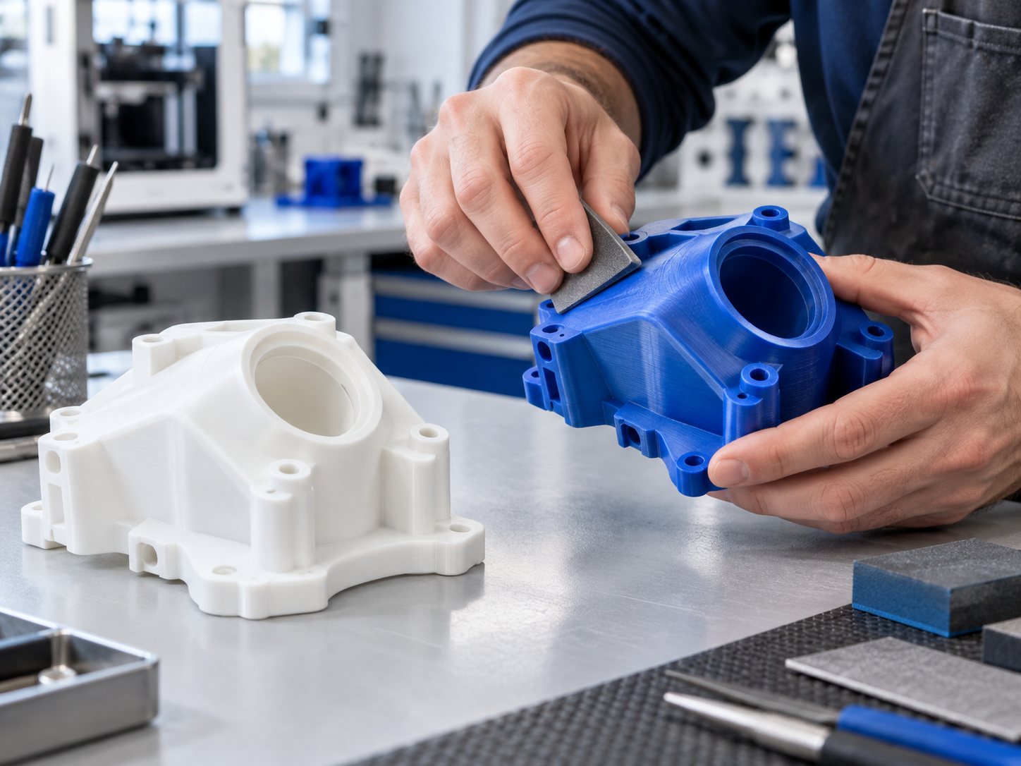 Nachbearbeitung eines 3D-gedruckten Bauteils